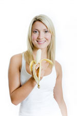 woman holding a banana