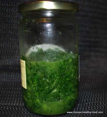 pickled kale in the jar