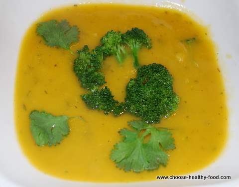 low fat vegan sweet potato broccoli soup