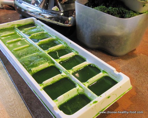 preparing frozen kale juice