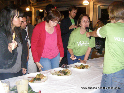 Testing vegan meals at the Toronto vegetarian food fair